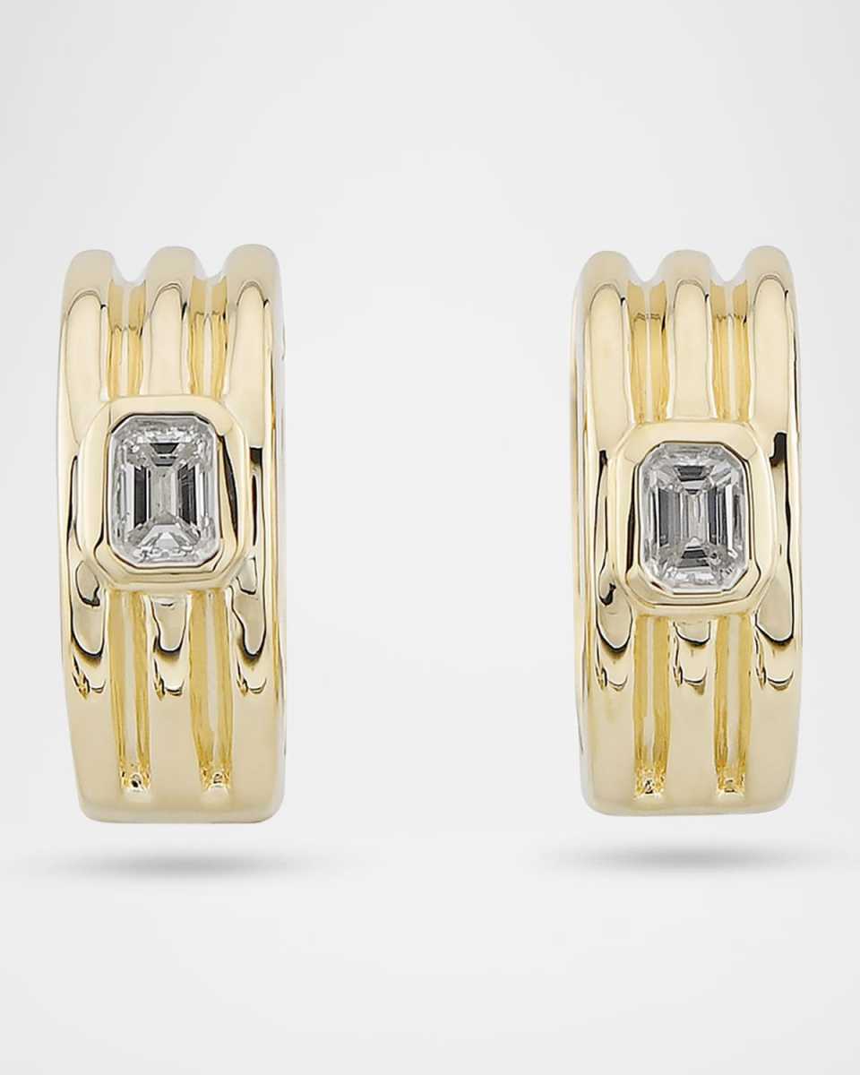 Trio Ridge Diamond Huggie Earrings
